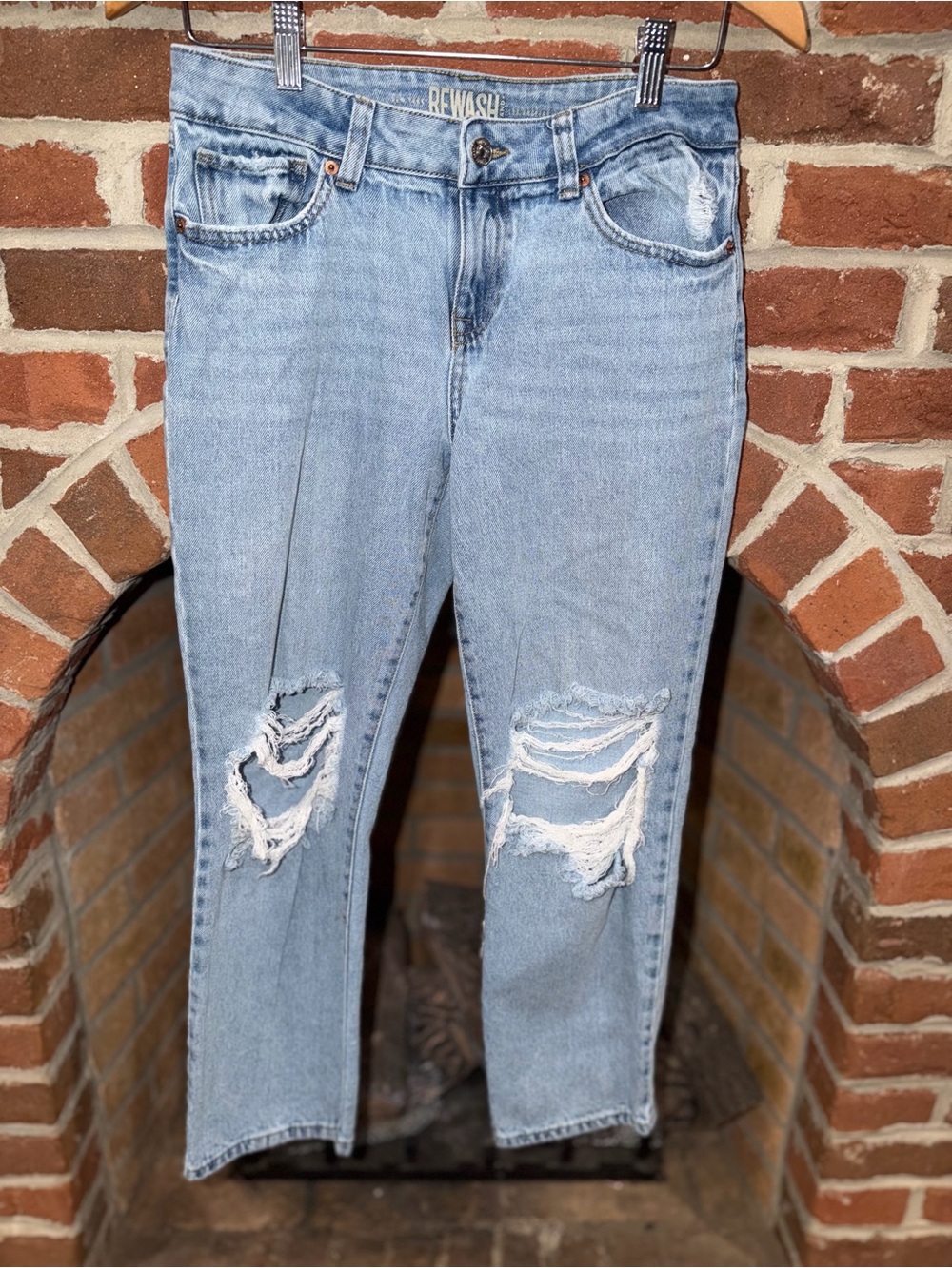 Rewash Light Blue Ripped Cropped Jeans